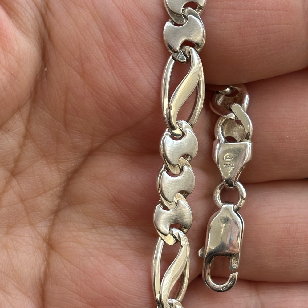 Vintage Sterling Silver Link Bracelet 925 Italian 7” - Picture 3 of 4